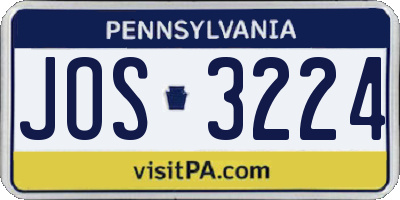 PA license plate JOS3224