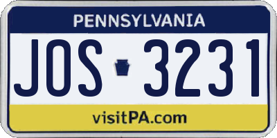 PA license plate JOS3231