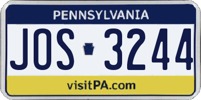 PA license plate JOS3244