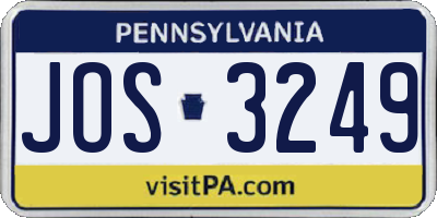 PA license plate JOS3249
