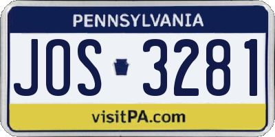 PA license plate JOS3281