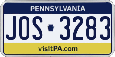 PA license plate JOS3283