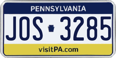 PA license plate JOS3285