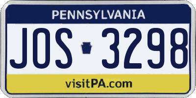 PA license plate JOS3298