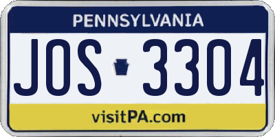 PA license plate JOS3304