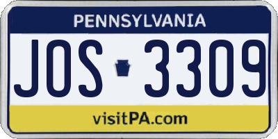 PA license plate JOS3309
