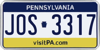 PA license plate JOS3317