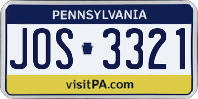 PA license plate JOS3321