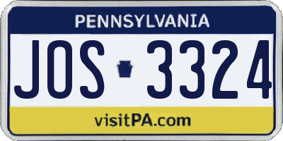 PA license plate JOS3324