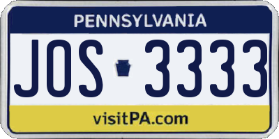 PA license plate JOS3333