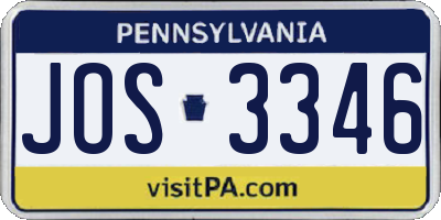 PA license plate JOS3346