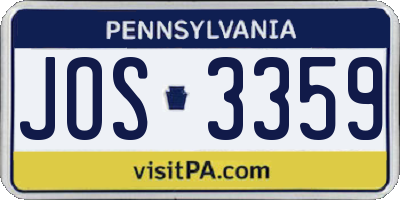 PA license plate JOS3359