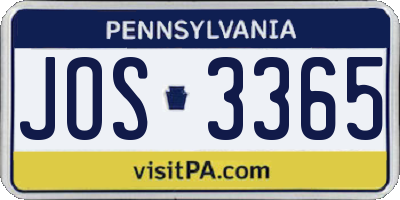 PA license plate JOS3365