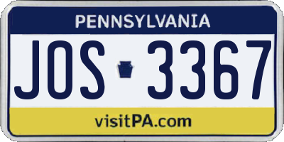 PA license plate JOS3367