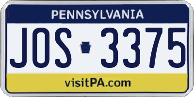 PA license plate JOS3375