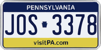 PA license plate JOS3378