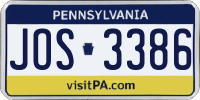 PA license plate JOS3386