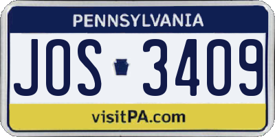 PA license plate JOS3409