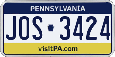 PA license plate JOS3424