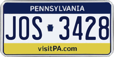 PA license plate JOS3428