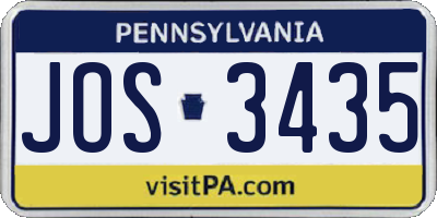 PA license plate JOS3435