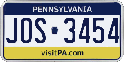 PA license plate JOS3454