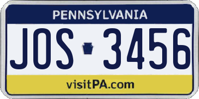 PA license plate JOS3456