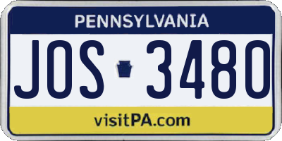 PA license plate JOS3480