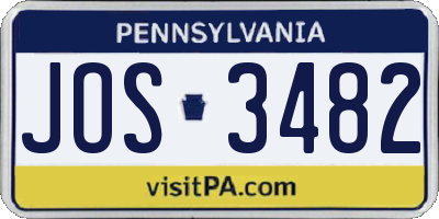 PA license plate JOS3482
