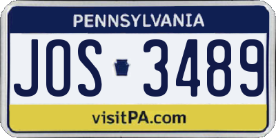 PA license plate JOS3489