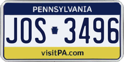 PA license plate JOS3496