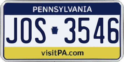 PA license plate JOS3546