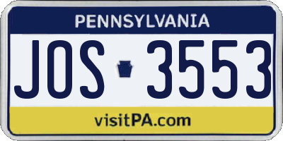 PA license plate JOS3553