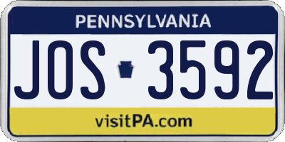 PA license plate JOS3592