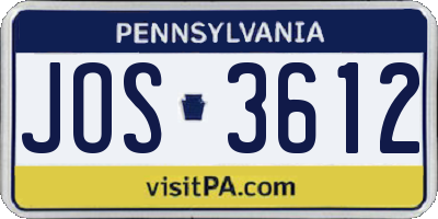 PA license plate JOS3612