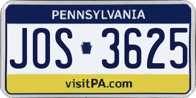 PA license plate JOS3625