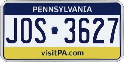 PA license plate JOS3627