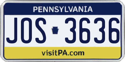 PA license plate JOS3636