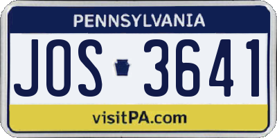 PA license plate JOS3641