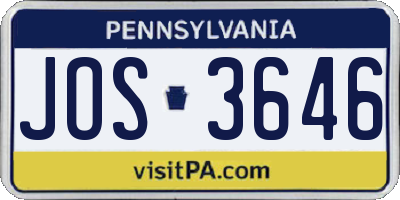 PA license plate JOS3646