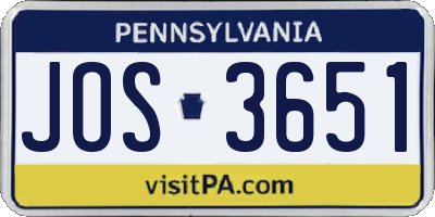 PA license plate JOS3651