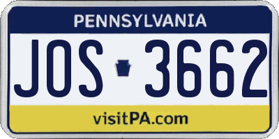 PA license plate JOS3662
