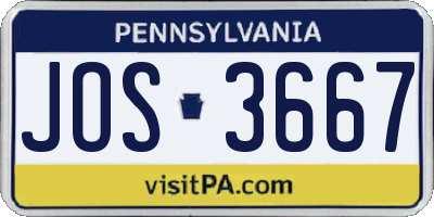 PA license plate JOS3667