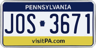 PA license plate JOS3671