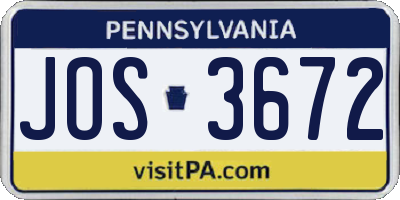 PA license plate JOS3672