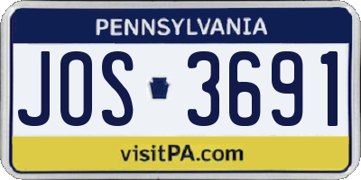 PA license plate JOS3691