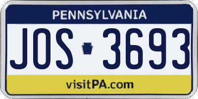 PA license plate JOS3693
