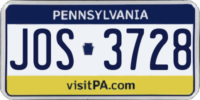 PA license plate JOS3728