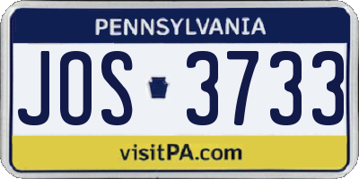 PA license plate JOS3733