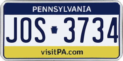 PA license plate JOS3734